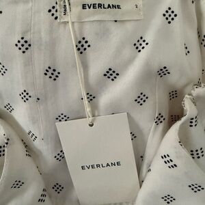 Everlane White Blouse with Black Dot Diamond Print